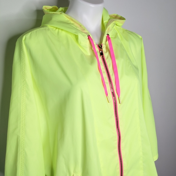 Lilly Pulitzer neon yellow hooded poncho windbreaker rain jacket L/XL - Picture 4 of 11